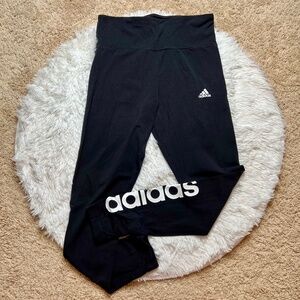 New Women Adidas Logo Yoga/Workout Leggings | Black/White | Size Medium